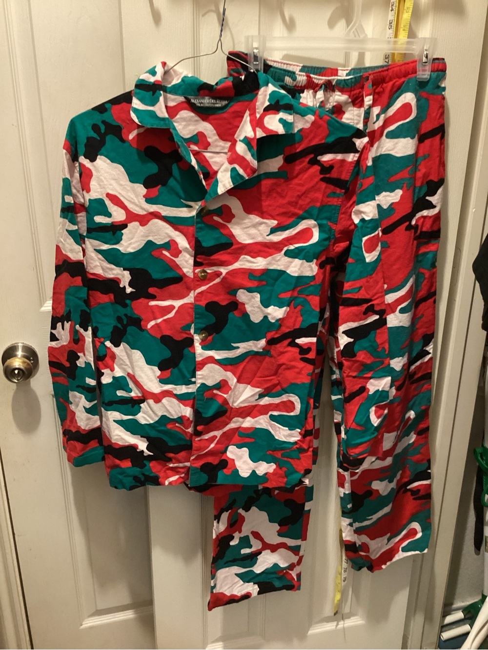Men's Holiday Camo Two-Piece Pajama Set - Red, Green & White